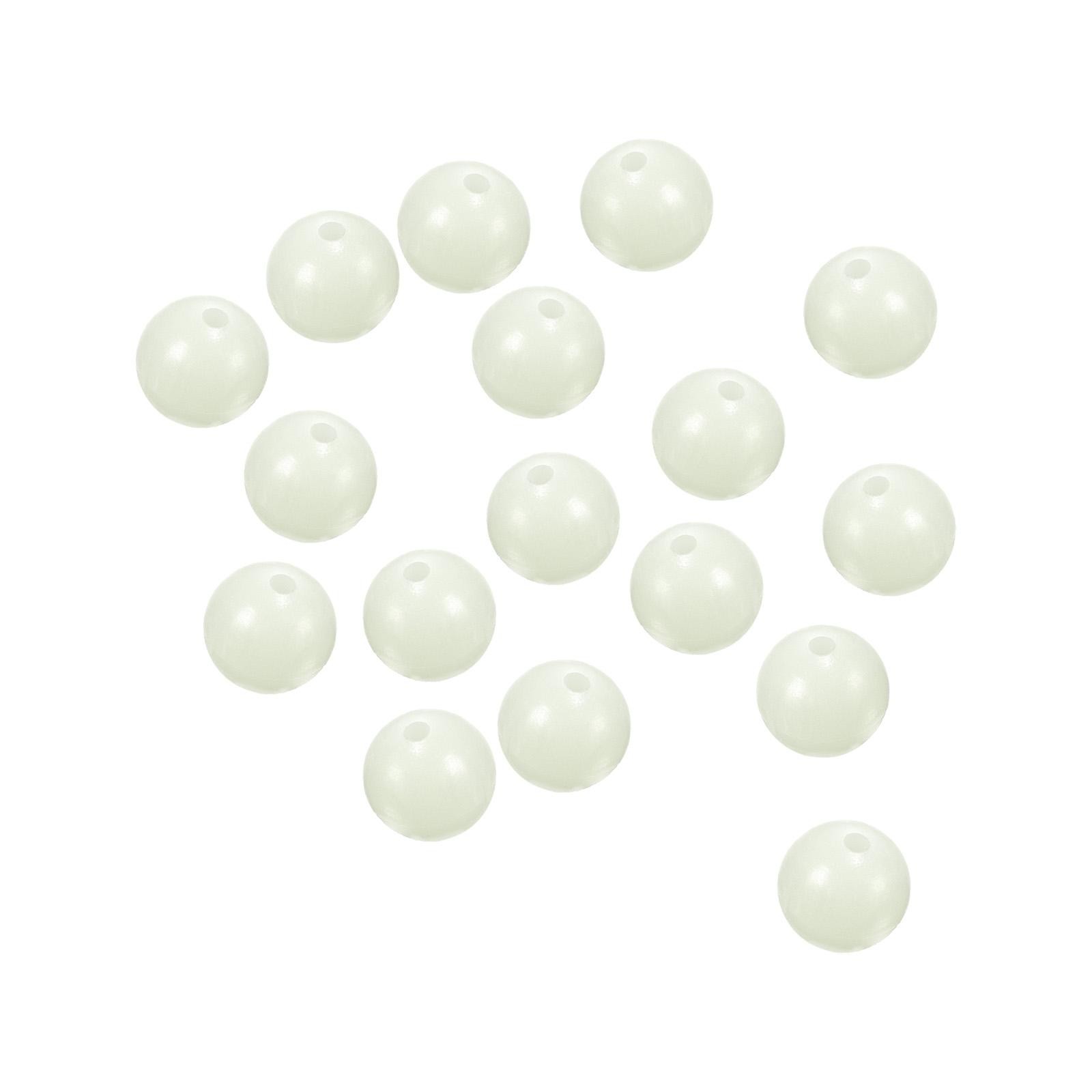 200Pcs 10mm Dia Round Soft Plastic Glow Fishing Beads Tackle Tool, White