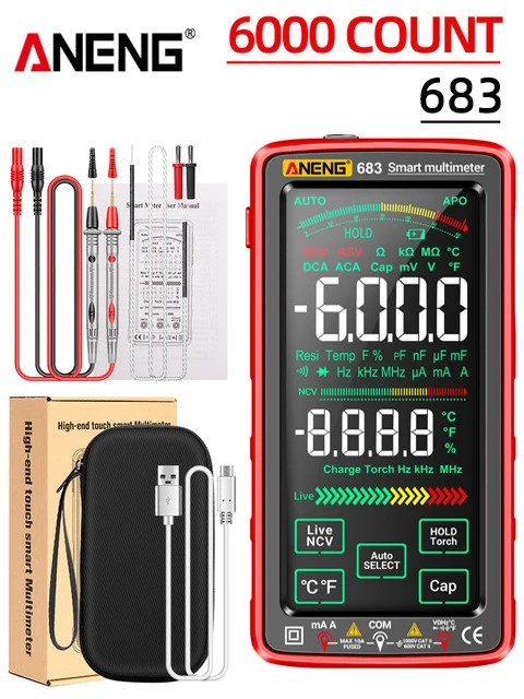 ANENG 683 Smart Multimeter Rechargeable High-end Touch 6000 Counts Multimetro Te