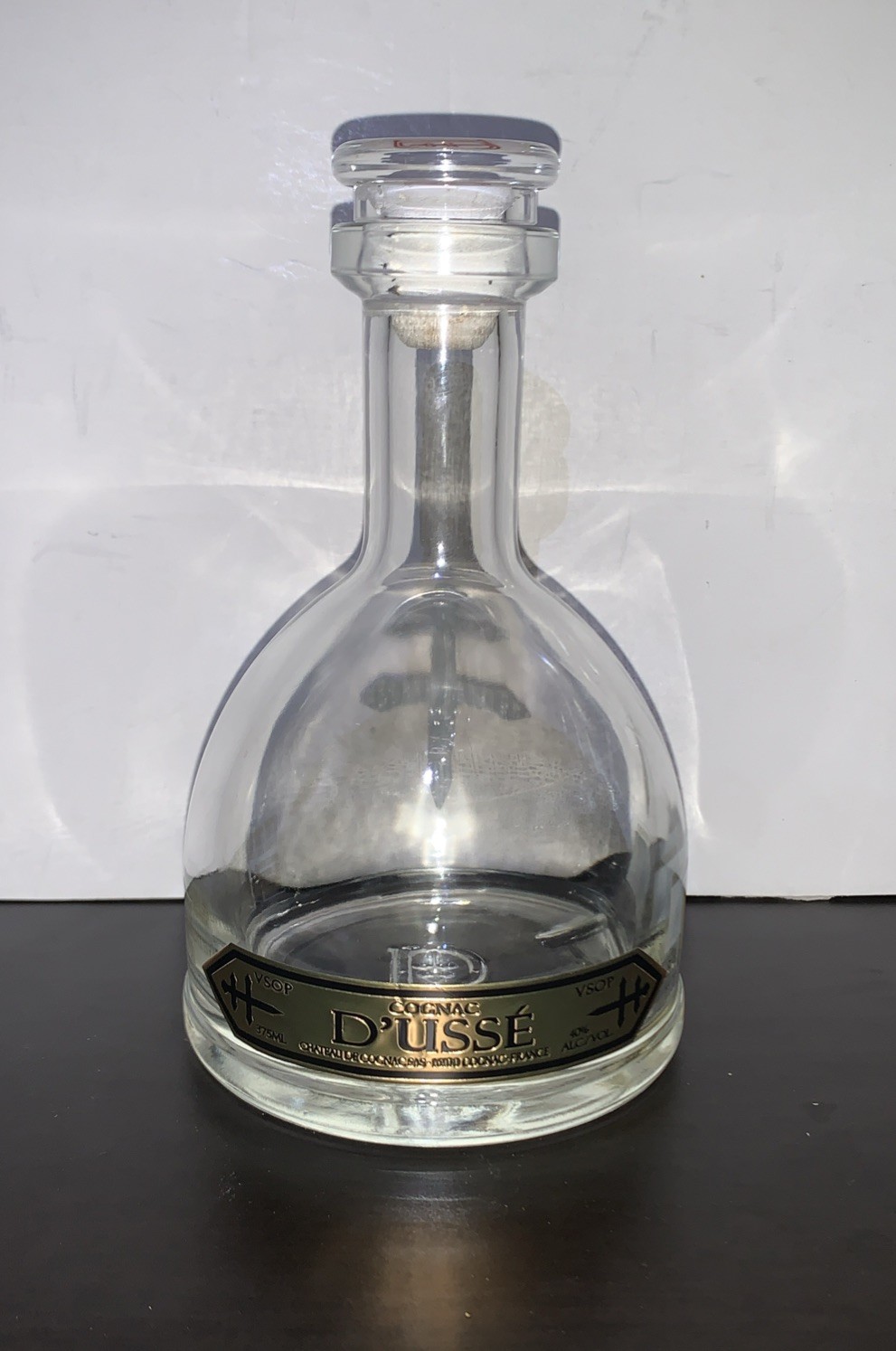 D'USSE VSOP Cognac Empty 750ml  Embossed Glass Bottle with Cork Stopper