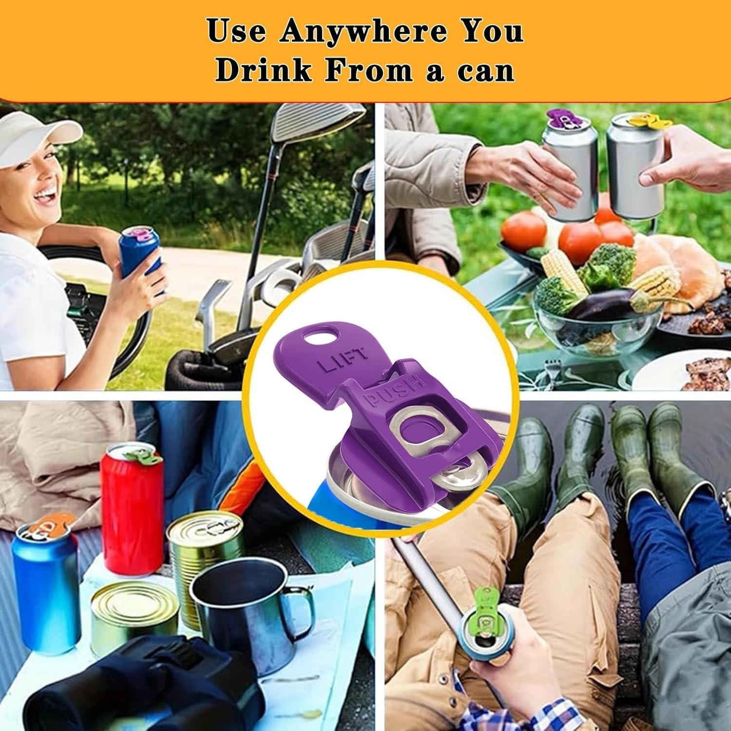6PCS Colorful One-Hand Can Tab Openers & Leak-Proof Covers for Drinks