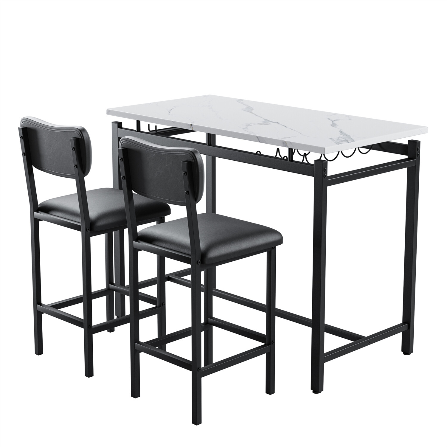 3 Piece Dining Table Set Table and 2 Chairs Home Kitchen Breakfast Furniture