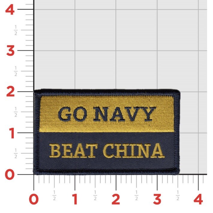 U.S. Navy “Go Navy Beat China” Official Velcro Back Patch (2x3.5”); Navy Patch