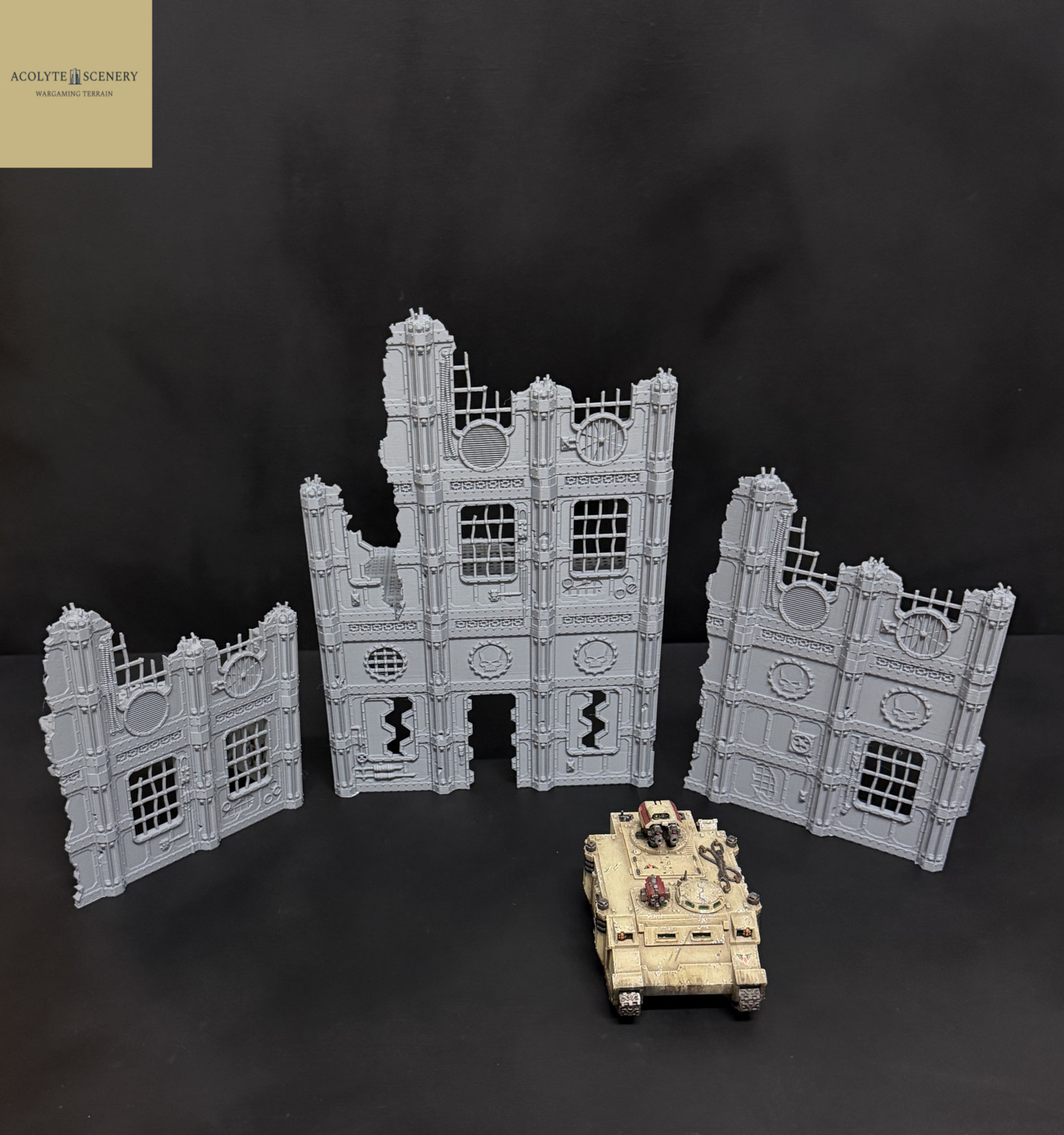 Grimdark Terrain 3 Ruin Bundle Easy-Build compatible with Warhammer 40k