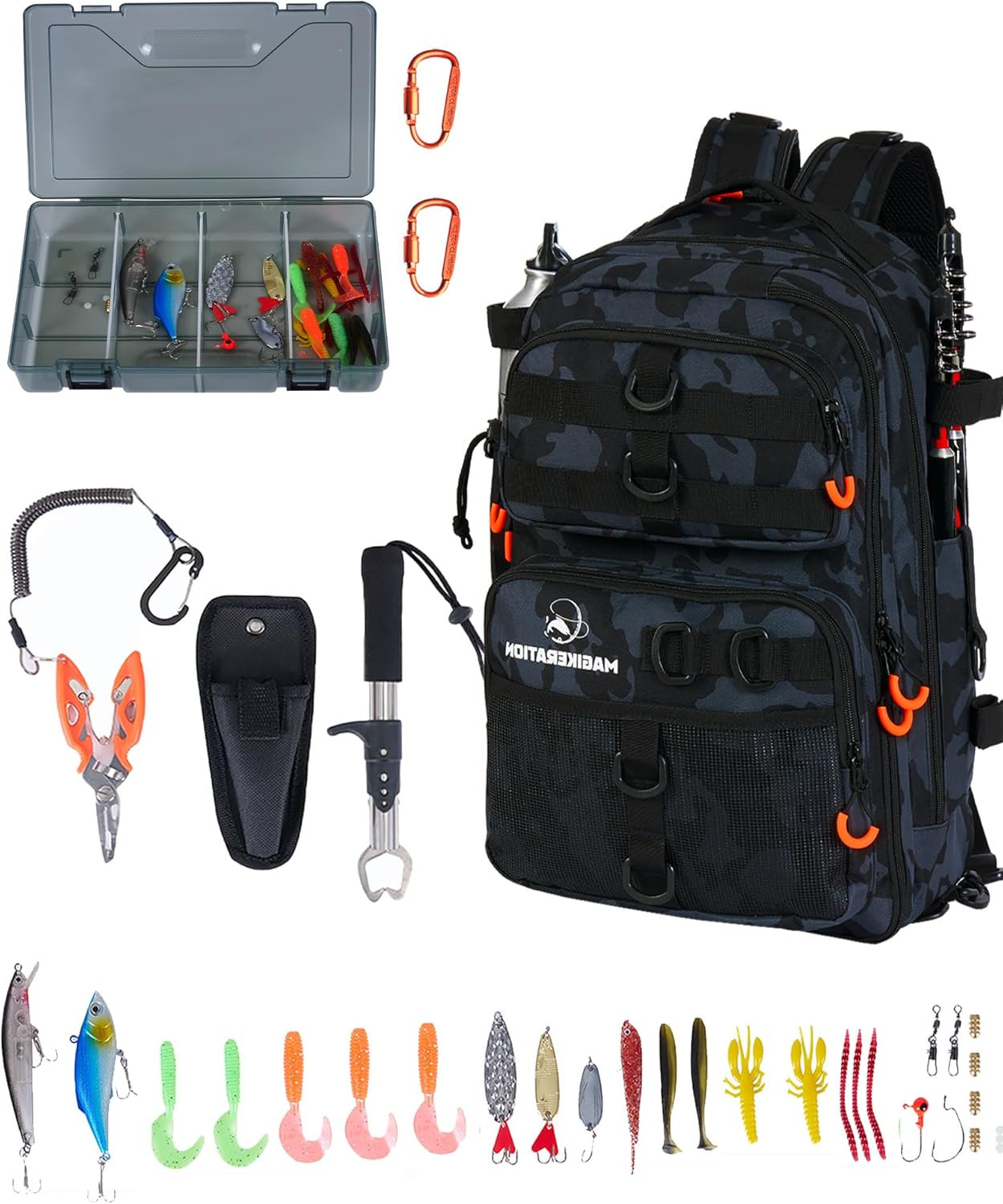 Fishing Backpack with Rod Holders,900D Oxford Water-Resistant Fishing Gear,42L L