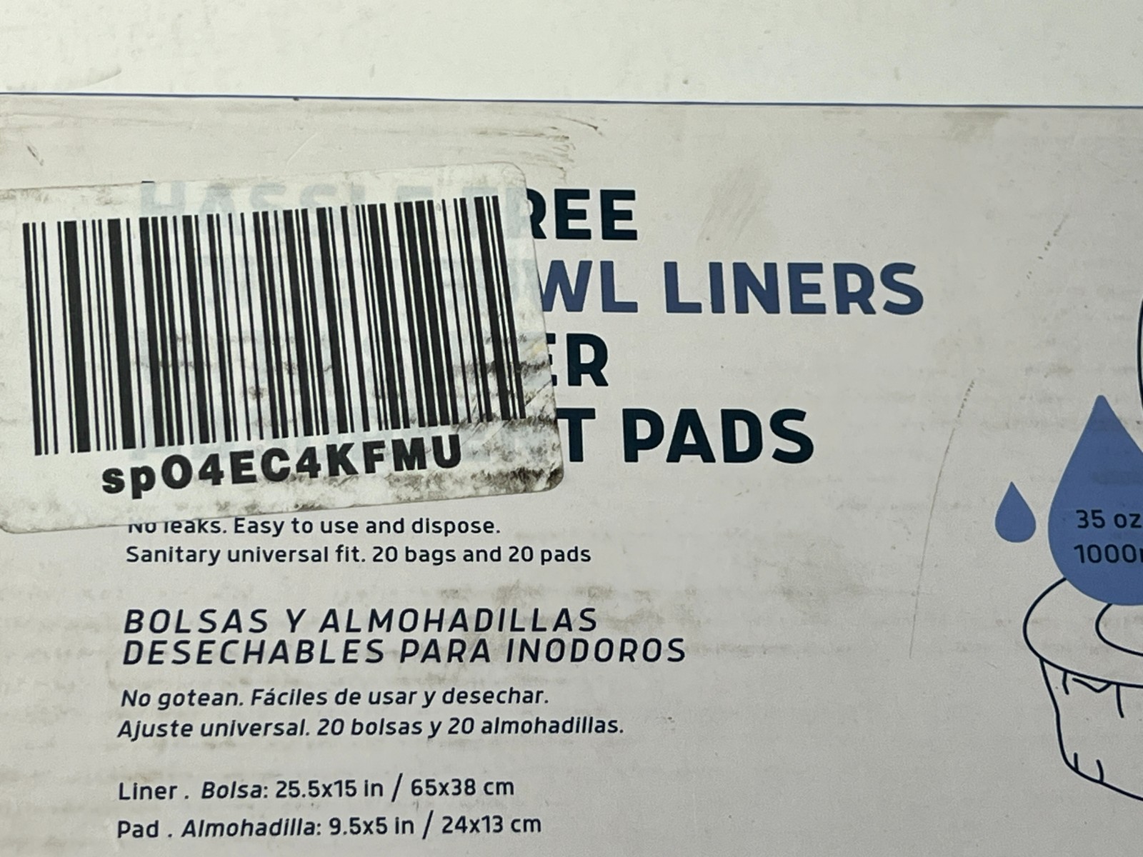 Lunderg Toilet Bowl Liners with Super Absorbent Pads - Value 50 Count, White