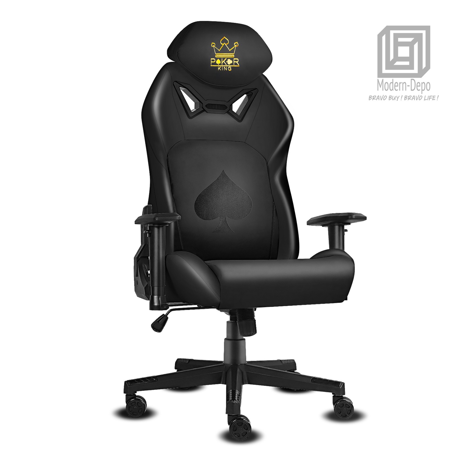 Ergonomic Video Poker Gaming Chair Recliner with Texas Hold'em Sign Swivel Chair