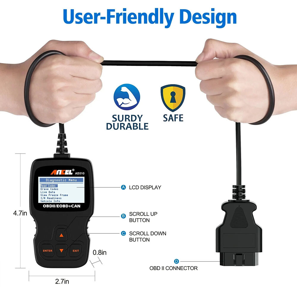 ANCEL AD310 BT OBD2 Scanner Bluetooth Code Reader Engine Check for iOS & Android