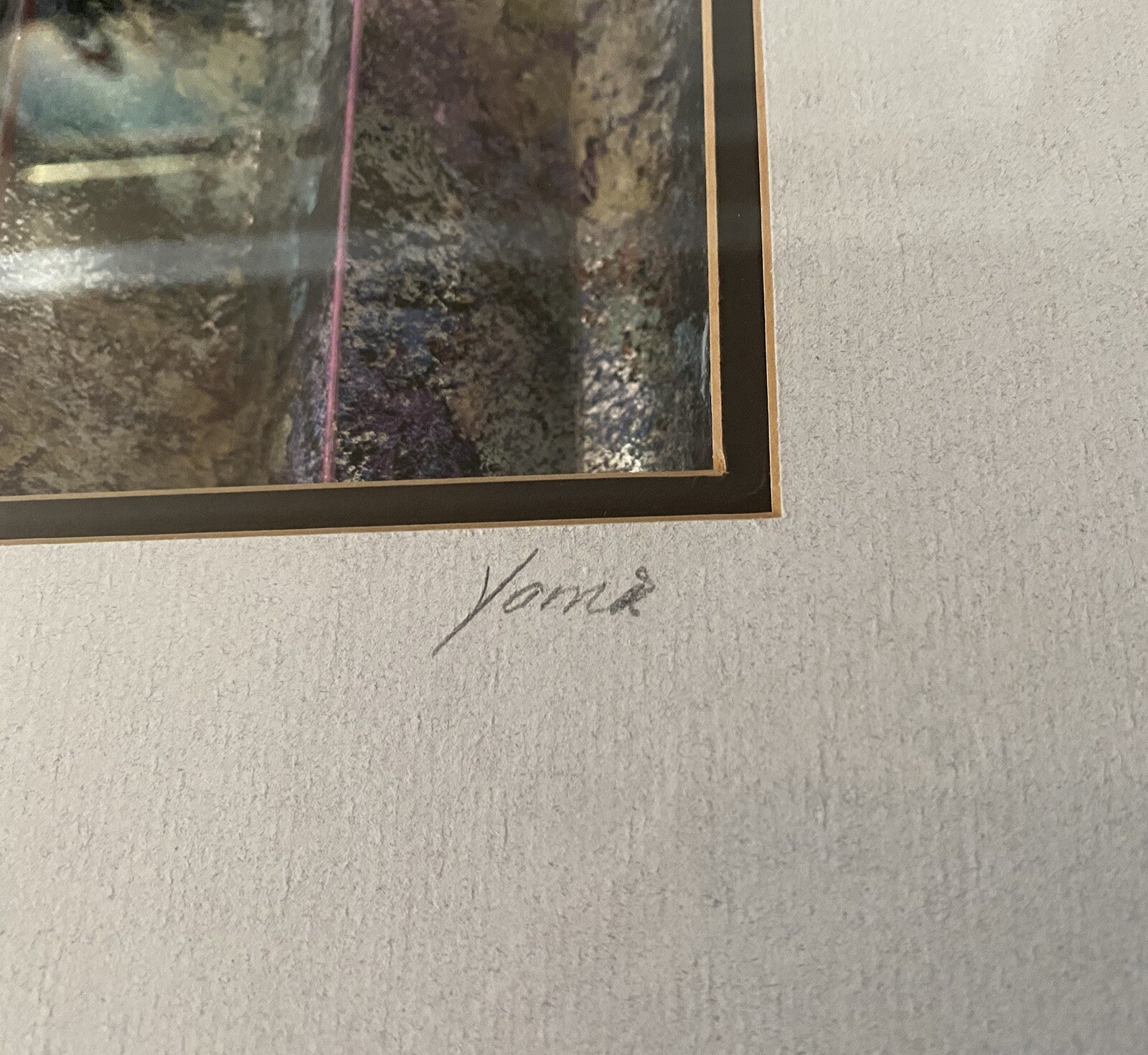 LARGE Original Unique Mixed Media “MISTY MOUNTAIN” Framed, Matted, Signed