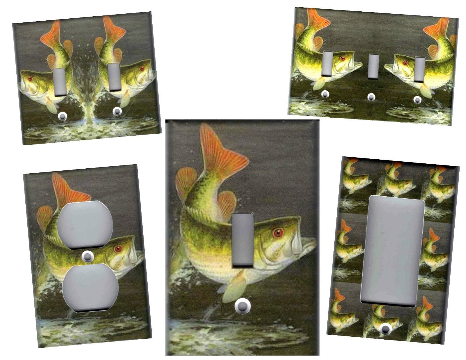 BASS FISH HOME WALL DECOR LIGHT SWITCH PLATES AND OUTLETS