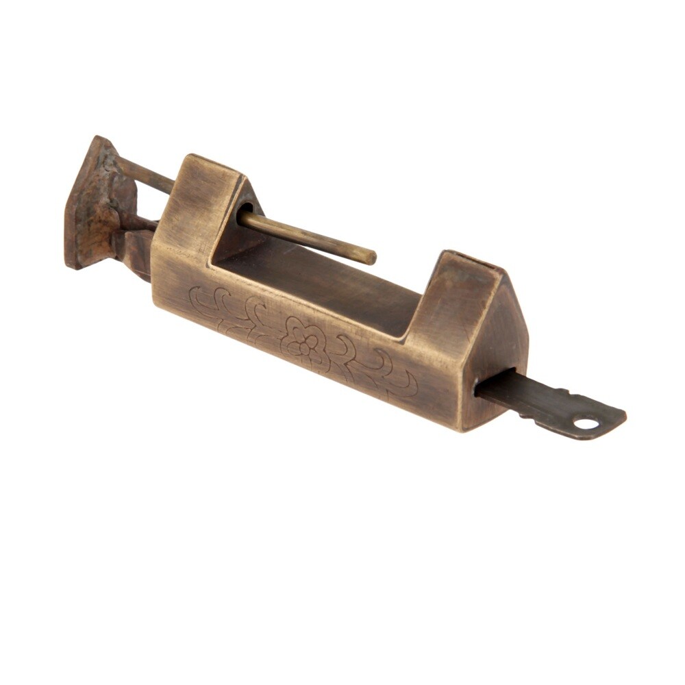 Household Vintage Furniture Door Padlock Antique Brass Warehouse Cabinet Lock 1X