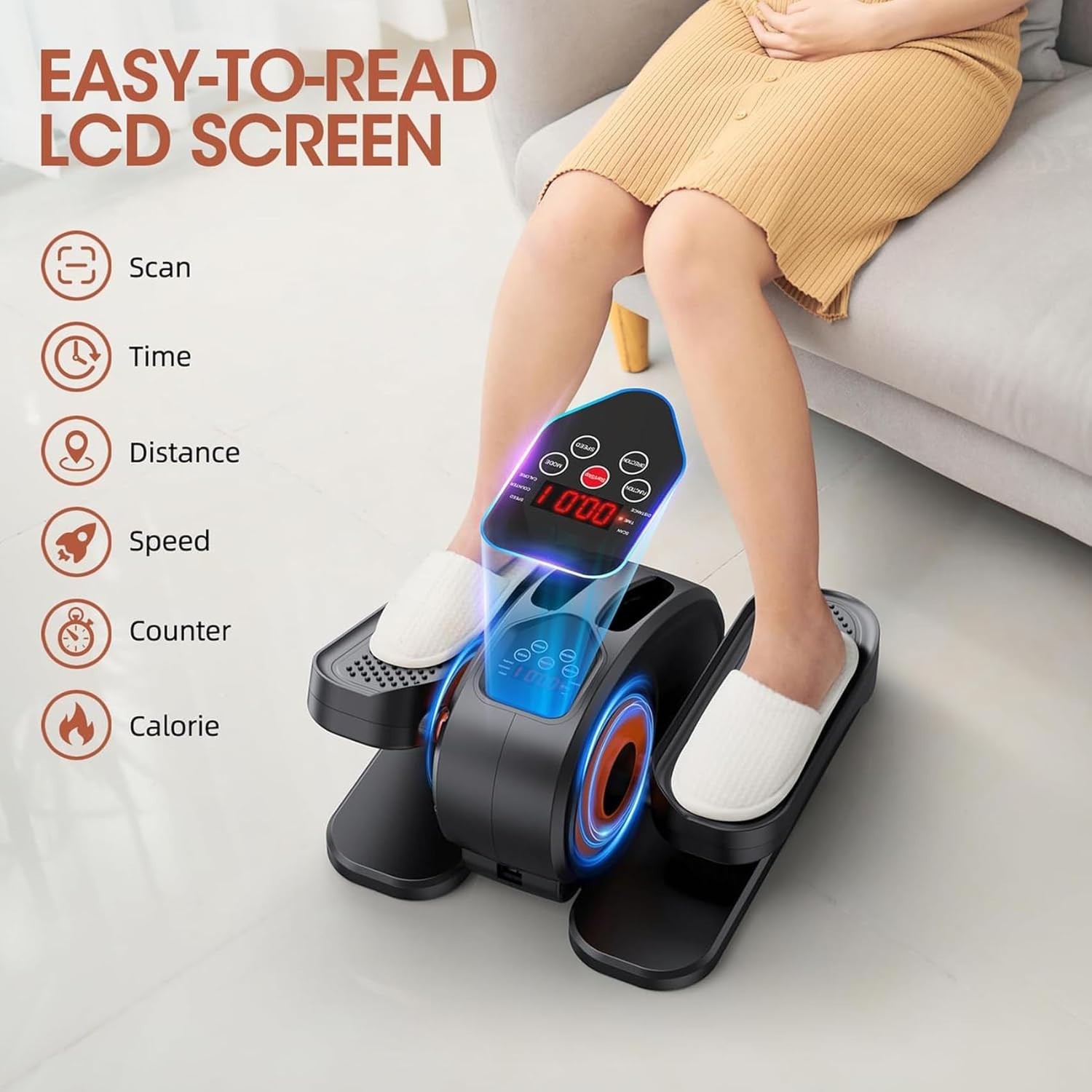 Electric Elliptical Leg Exerciser for Seniors Fully Assembled Quiet Portable