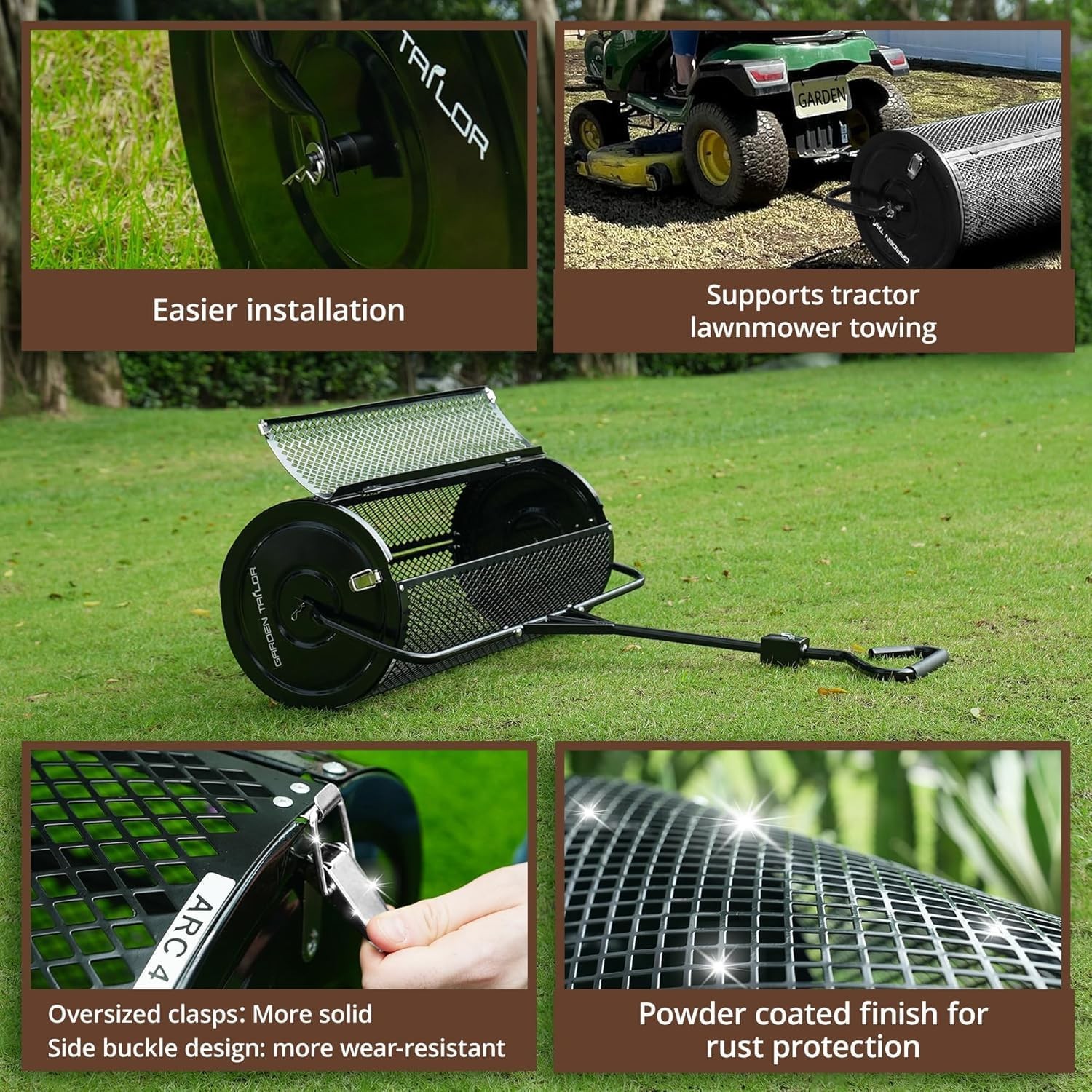 Compost Spreader 44 Inch Towable Peat Moss with Installation...