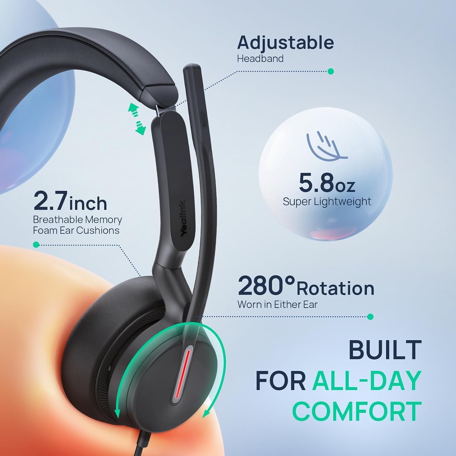 UH46 PC Headset with Mic Noise Cancelling Wired Headset USB