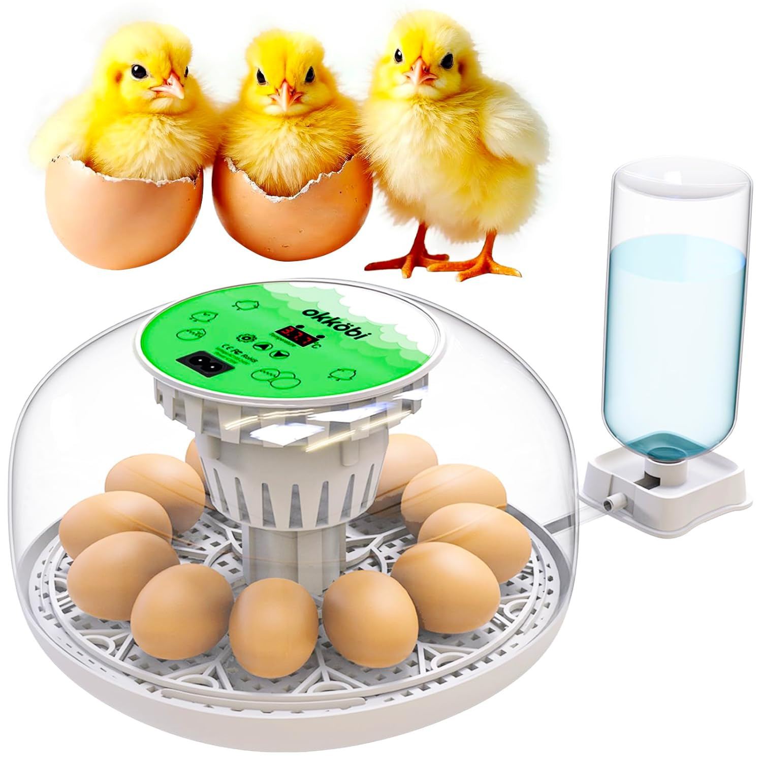 Okkobi M12 Egg Incubator with Automatic Turner and Humidity Control - 12/24 Eggs