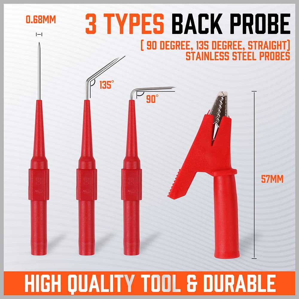 22PCS Back Probe Pin Kit, Electrical Test Probes for Multimeter & Auto