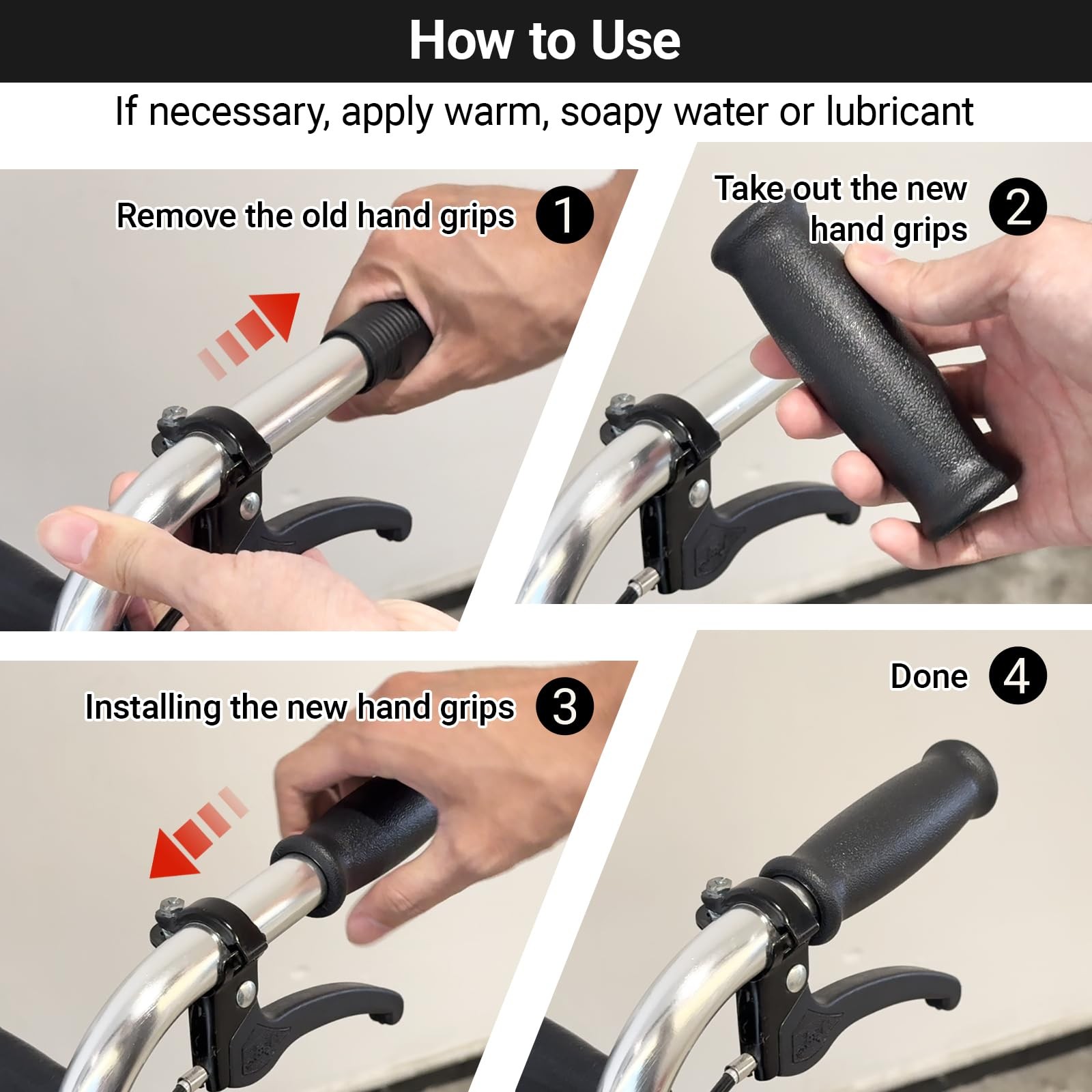 Rollator Hand Grips Replacement for Elderly & Disabled - Rolling Walker Handl...