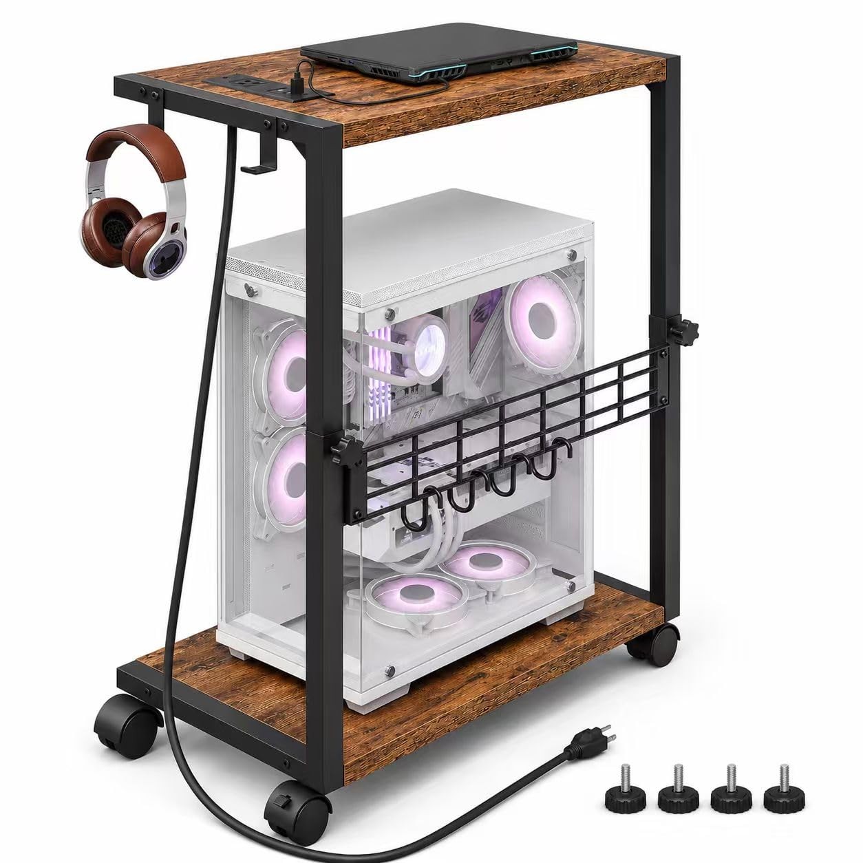 PC Stand with Charging Station, Height Adjustable Computer Tower Stand, 19.7"-31