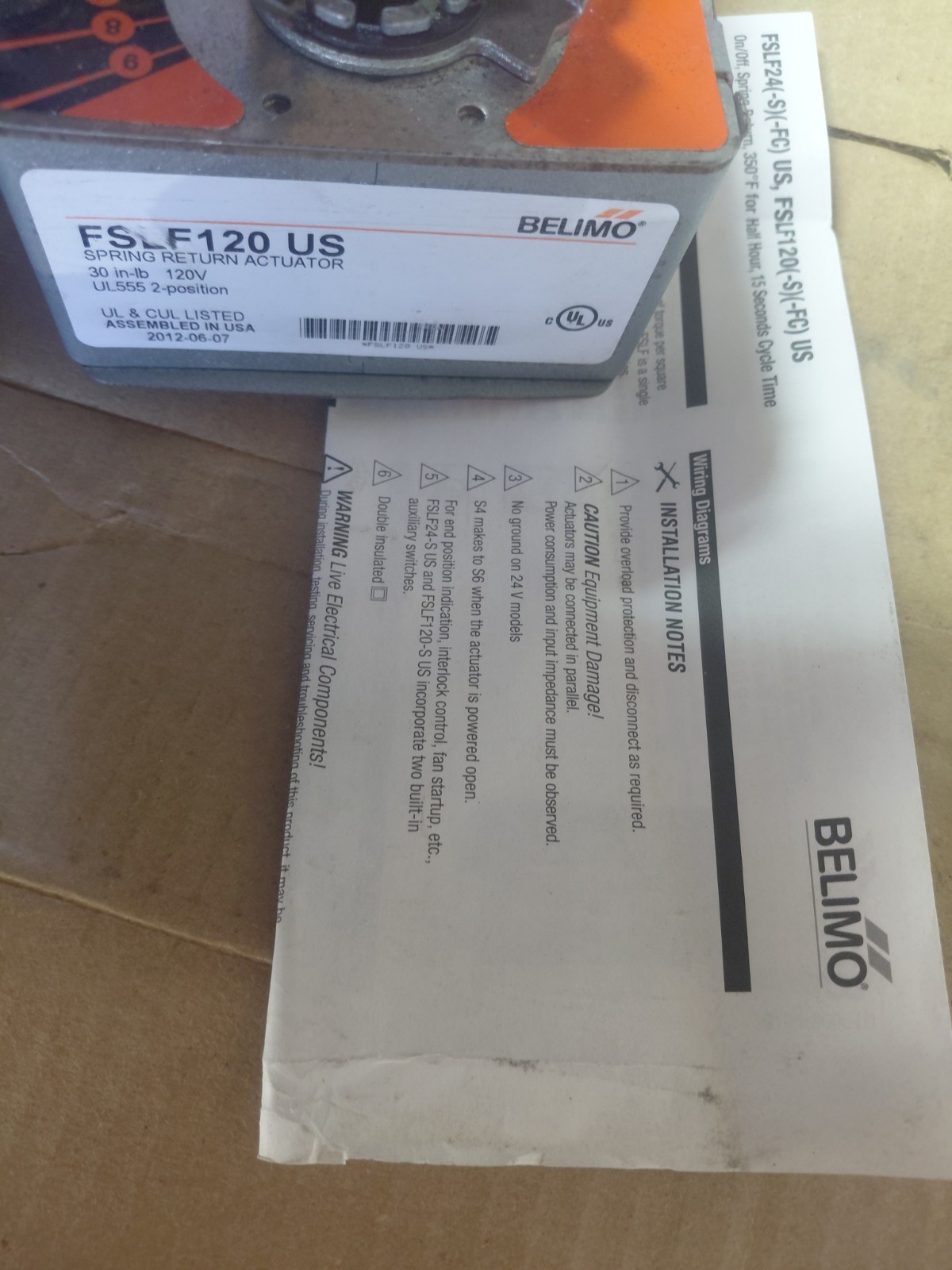 Belimo FSLF120 US Spring Return Damper Actuator -