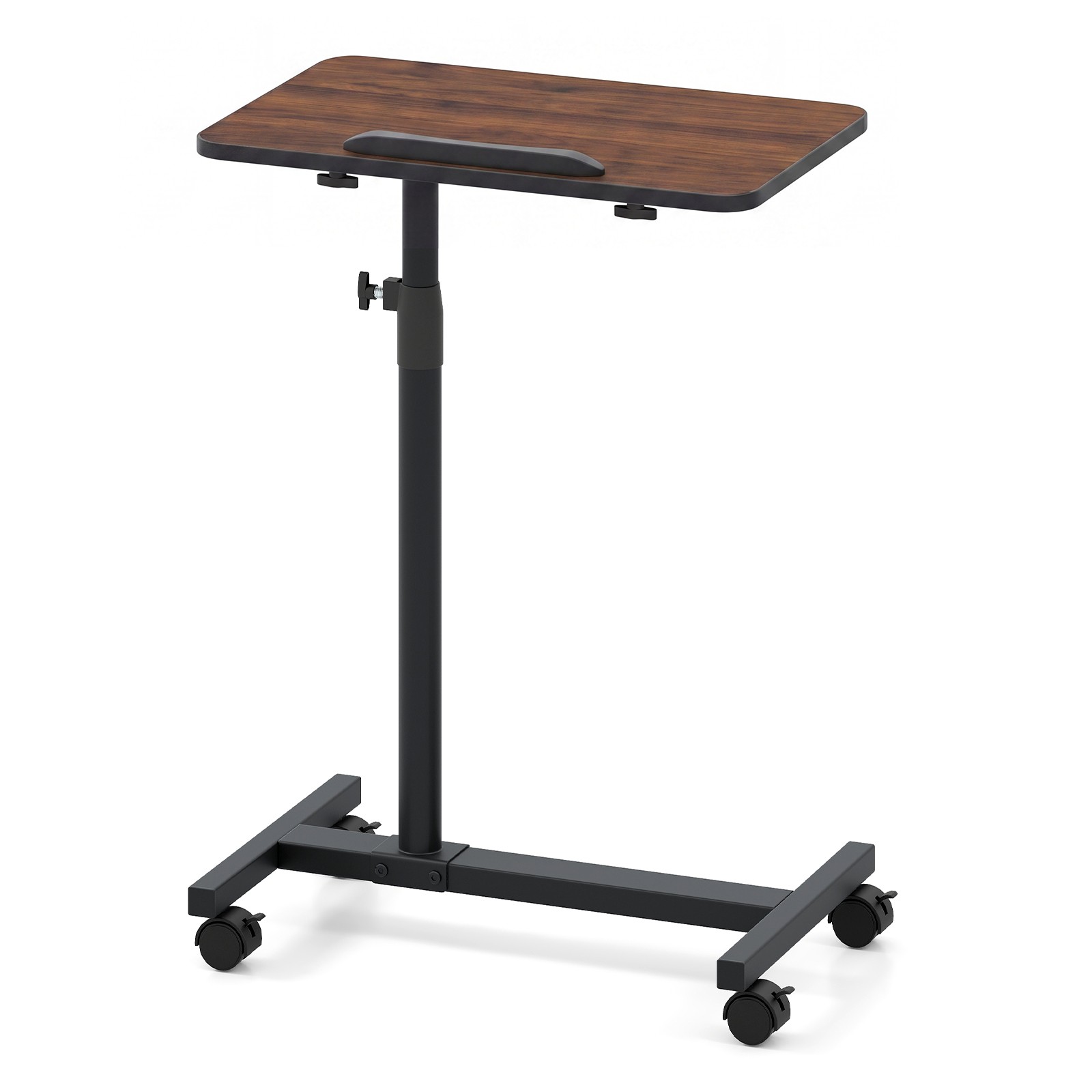 Overbed Table w/Lockable Wheels, Adjustable Height, 360° Swivel for Small Spaces