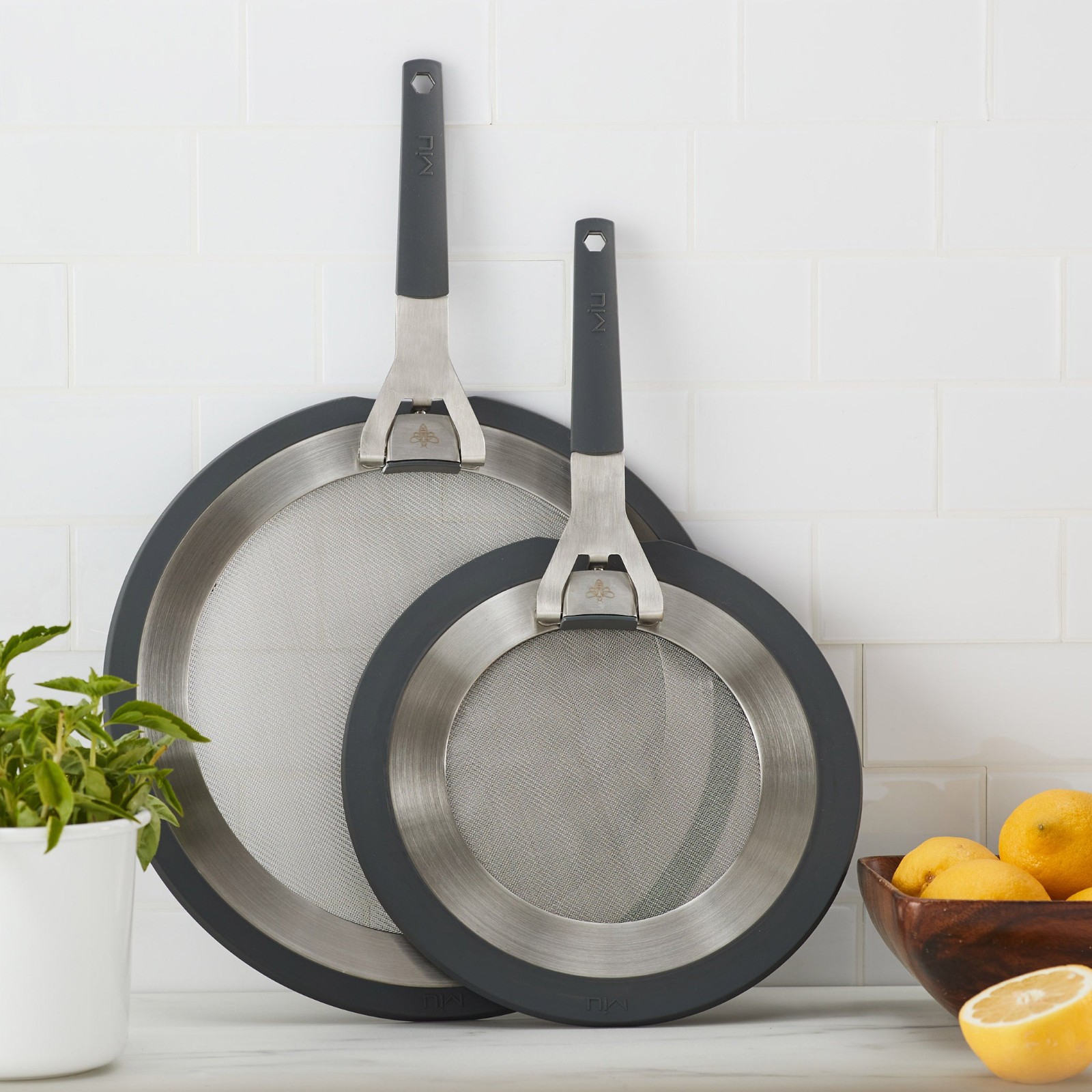 MIU 2-Piece Stainless Steel Mesh Silicone Splatter Guard Screens, 13" & 10.4"