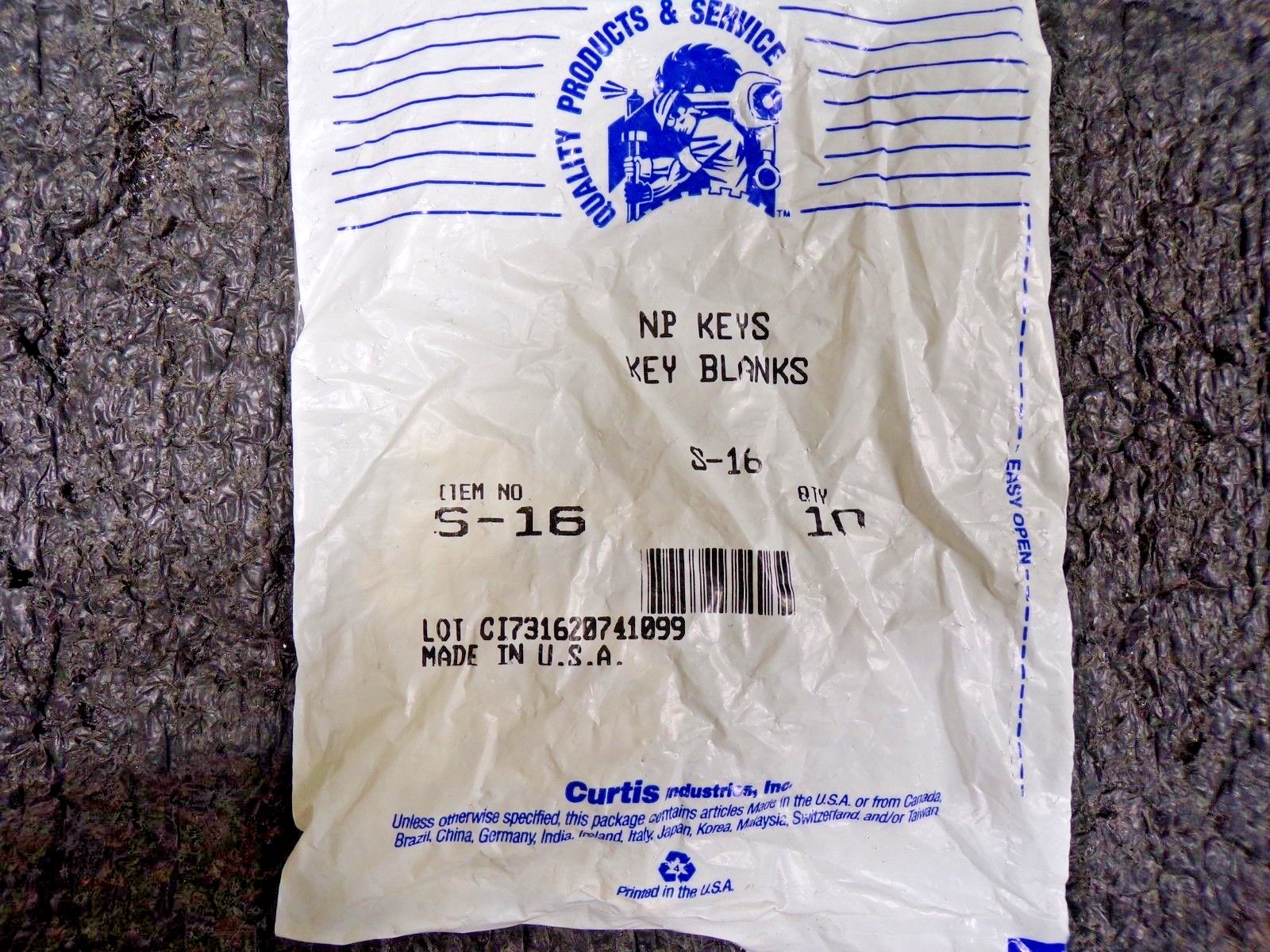 Uncut Key Blank S-16 for Sargent Lock 2-10pk (TS)