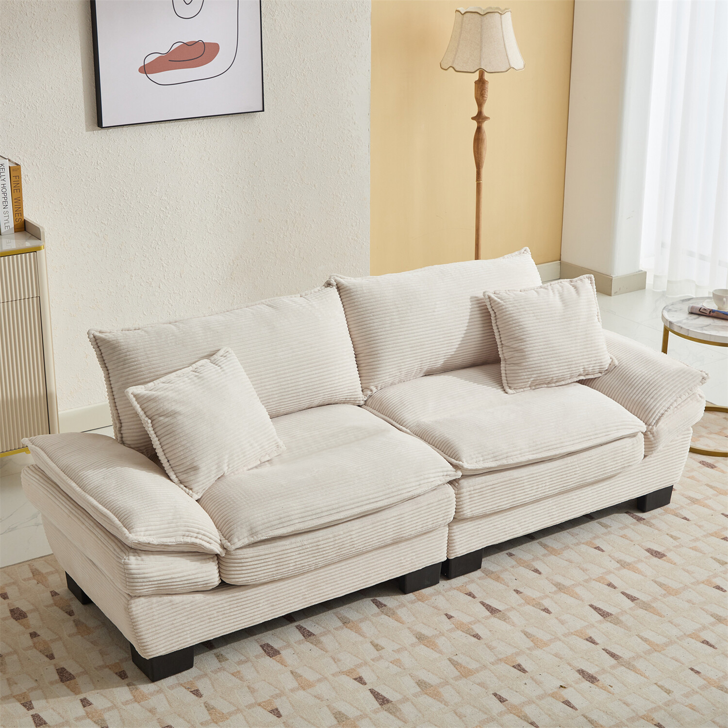 Modern Loveseat Sofa 2-Seater Couch Corduroy Upholstered Sofa for Living Room