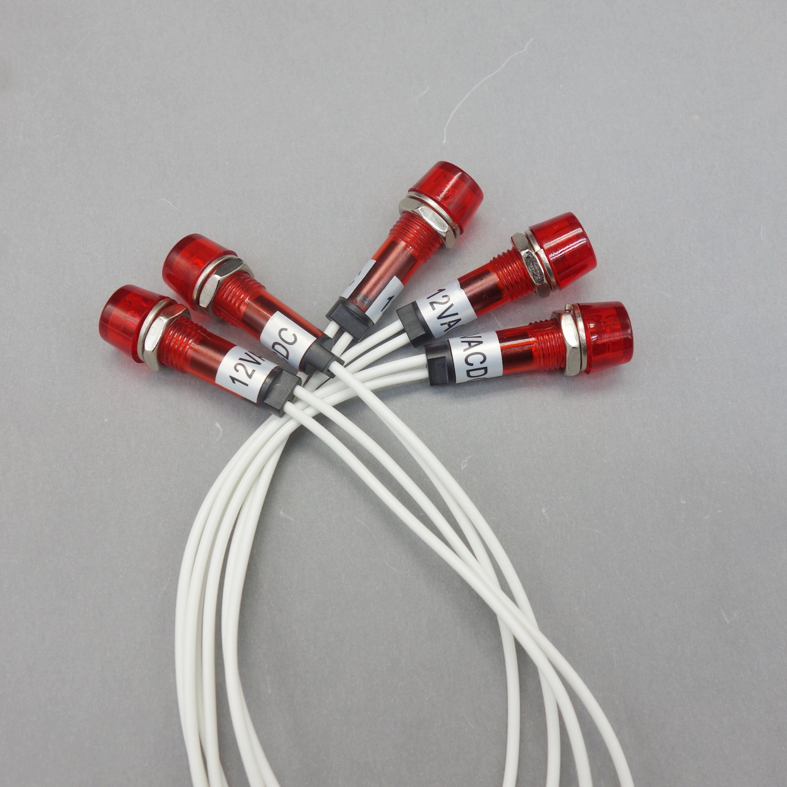 5 Pcs 12V 10mm RED Mini Incandescent Pilot Lights CYLINDRICAL Cap with wire
