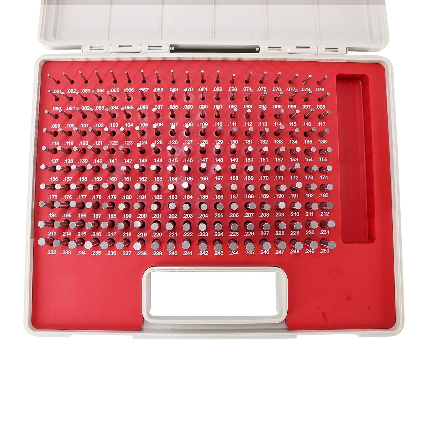 Steel Pin Gage Set Minus Heat Treated with Storage Case M1 190pcs 0.061"-0.250"