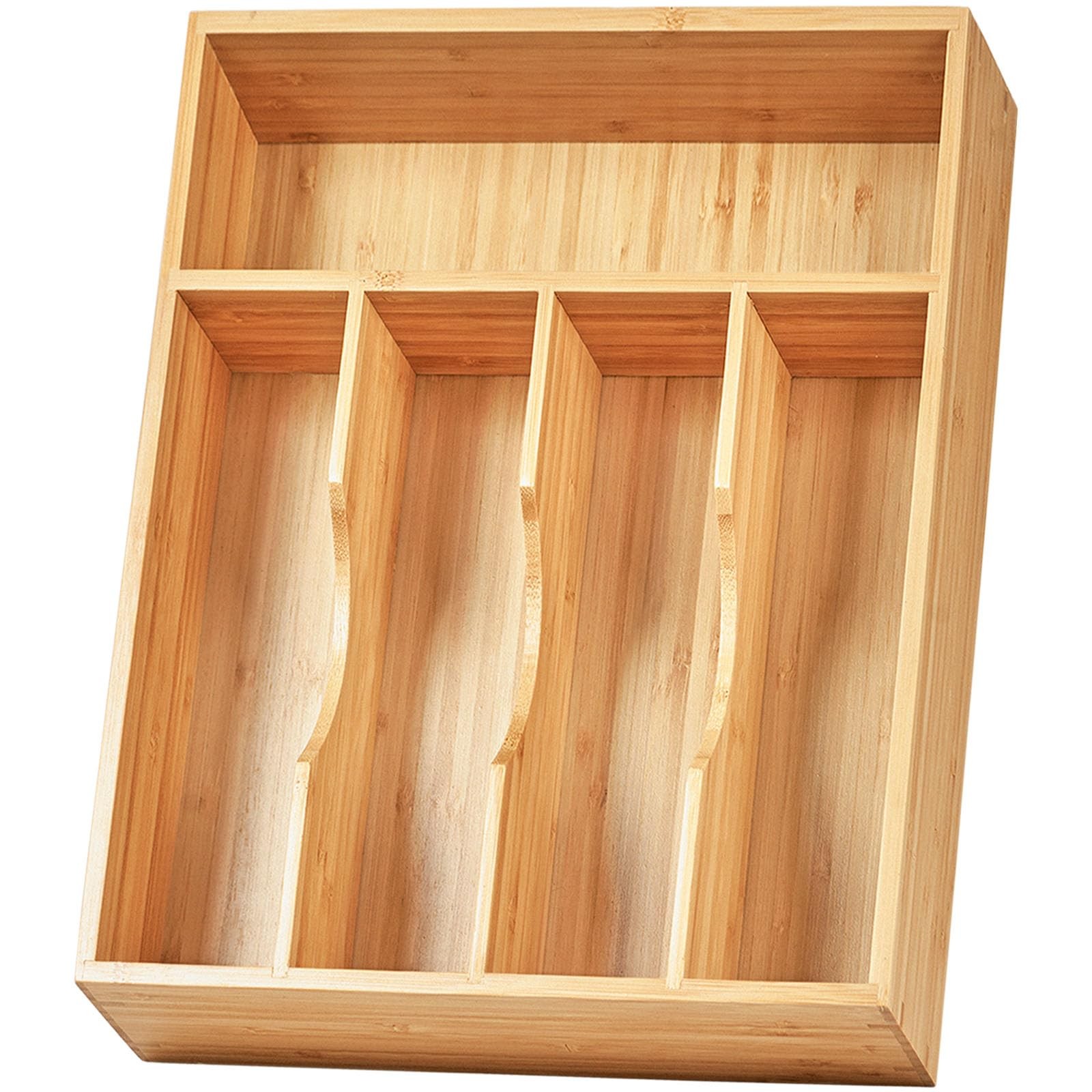 Umilife Kitchen Drawer Organizer, 10 Inch 10 x 14 inch (5 Slots), Natural