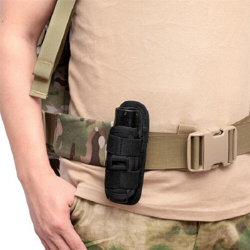 Tactical Flashlight Holder Molle Pouches 360° Rotatable Flashlight Case Pocket