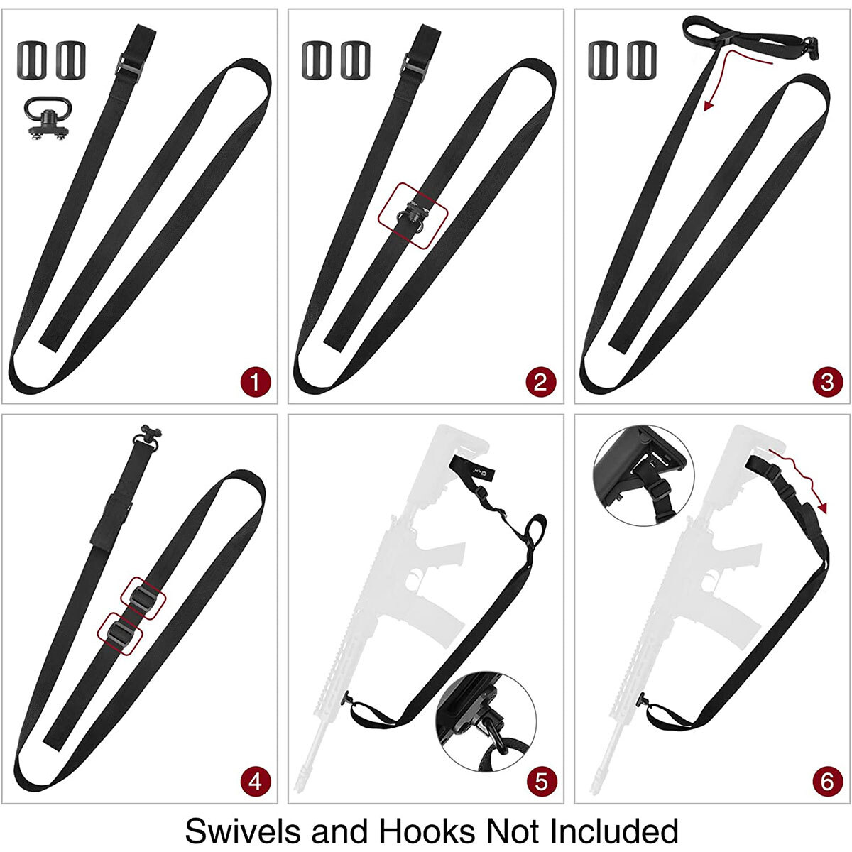 1.25"Tactical 2-Point Rifle Sling Fast-Loop Adjustable Gun Strap Airsoft Hunting
