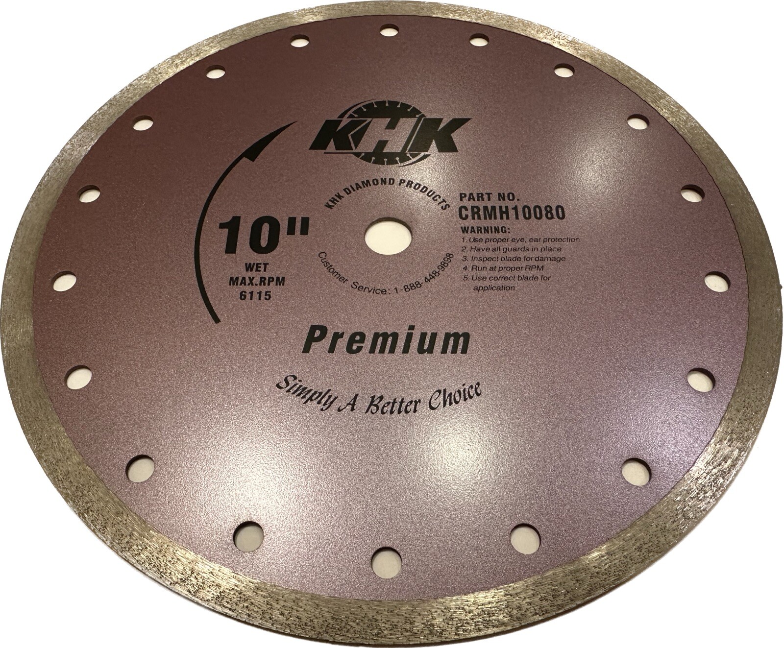 10" x .080" Premium Continuous Rim Marble Blade, Wet Cut
