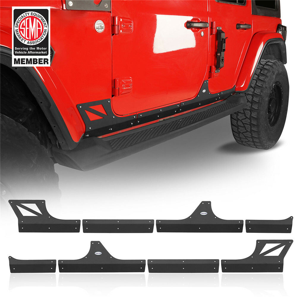 Pair Body Side Armor Cladding Slider Guards For 2018-2023 Jeep Wrangler JL 4Dr