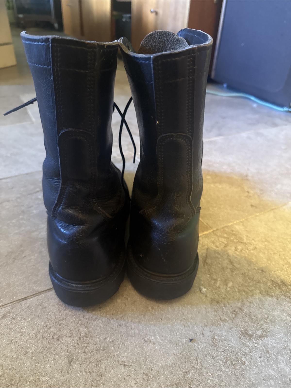 HH Brand Military Combat Black Leather Jump Boots Made in USA Size 11 1/2 Mens