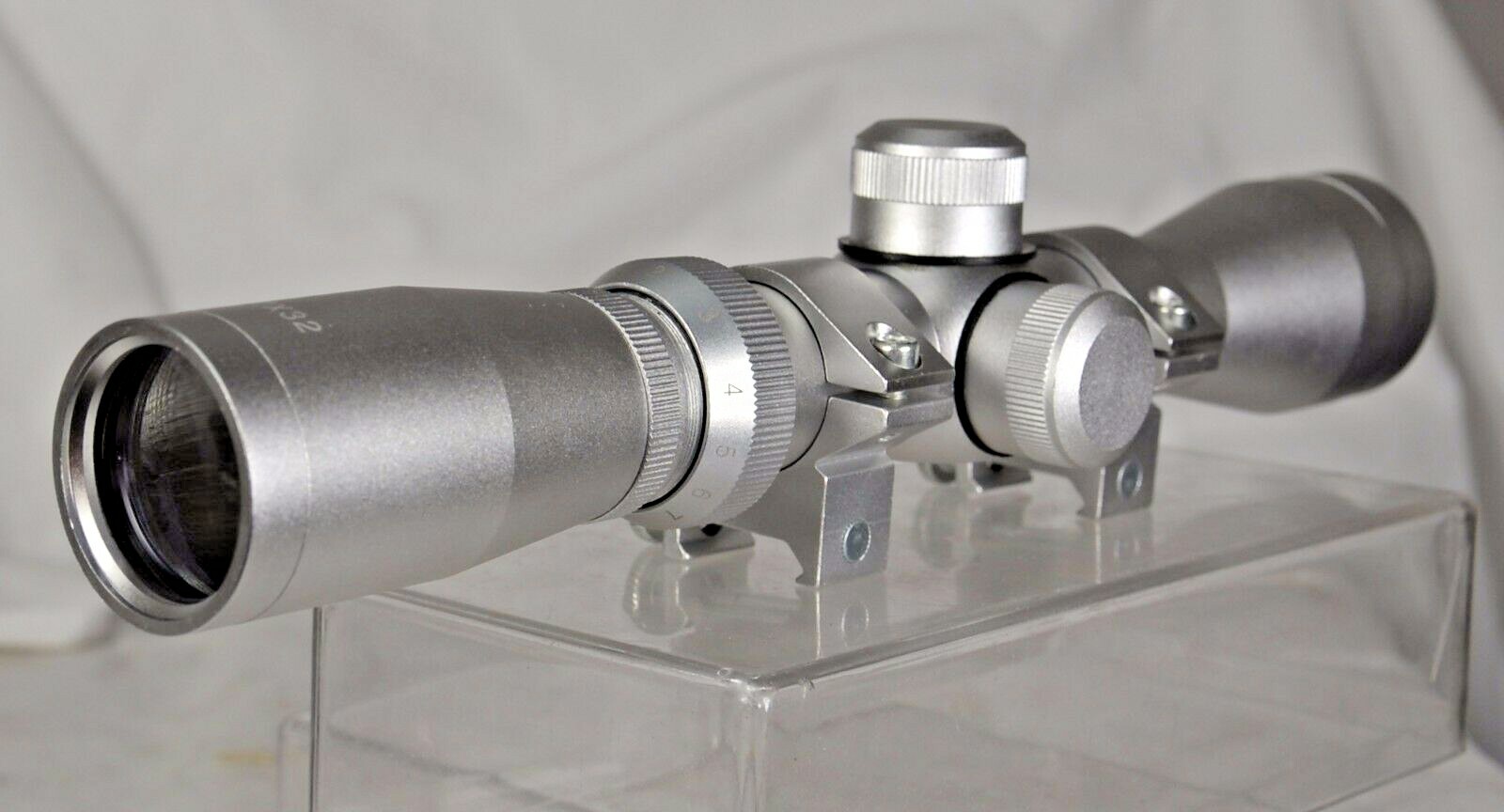 Silver 2-7x32 Long Eye Relief Scout Scope Fits Mosin Nagant 91/30, M44 & Mauser