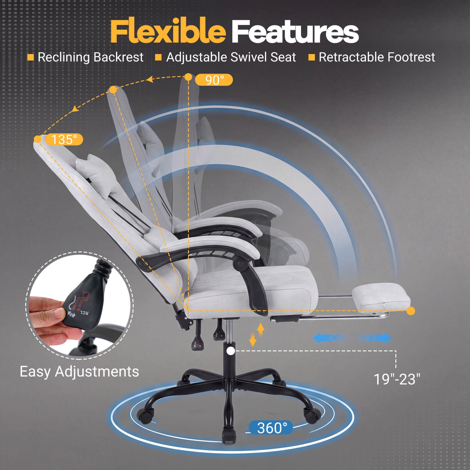 Height Adjustable Computer Chair w/Headrest, Lumbar Support, Linkage Armrests