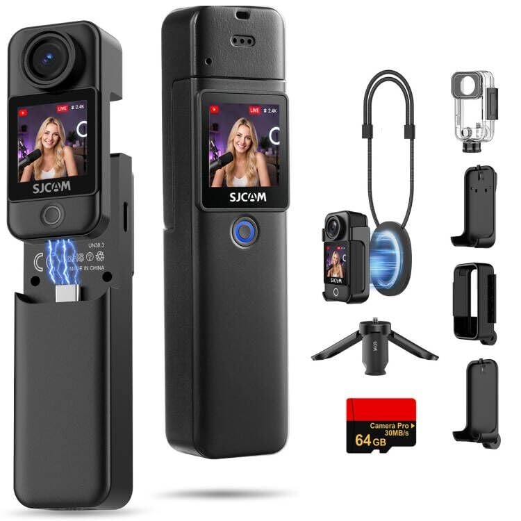 SJCAM C300 Pocket Vlog Camera,4K Small Action Cam with Dual Touch Screens,...