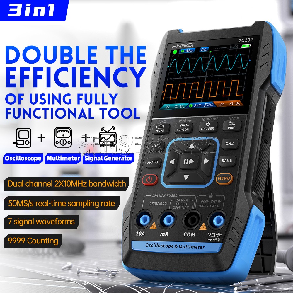 FNIRSI 2C23T 3-in-1 Digital Oscilloscope Multimeter Function Signal Generator US