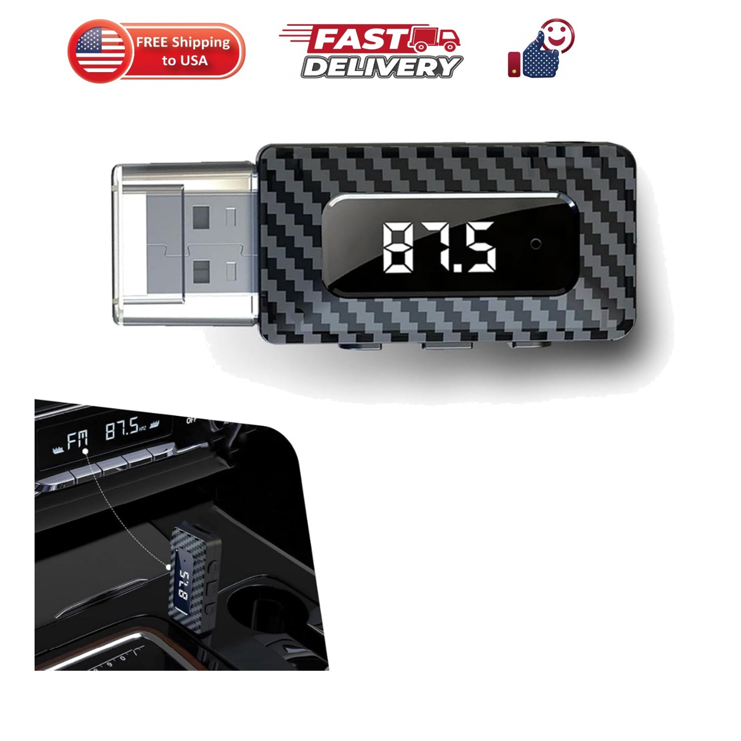 USB Bluetooth Adapter for Car with 3.5mm Audio Adapter, Universal for Most Ca...