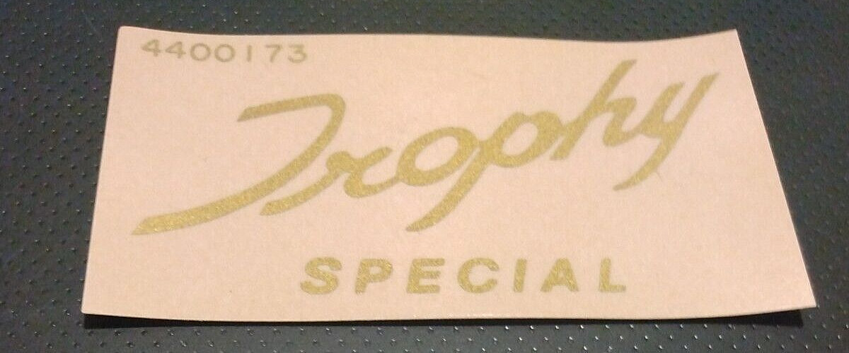 Trophy Special gold script top tank/toolbox panel sticker 1968 TR6C each