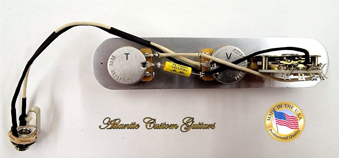 Telecaster 4 Way Wiring Harness CTS Pots, Centralab 4-way, Mallory .047uf Cap
