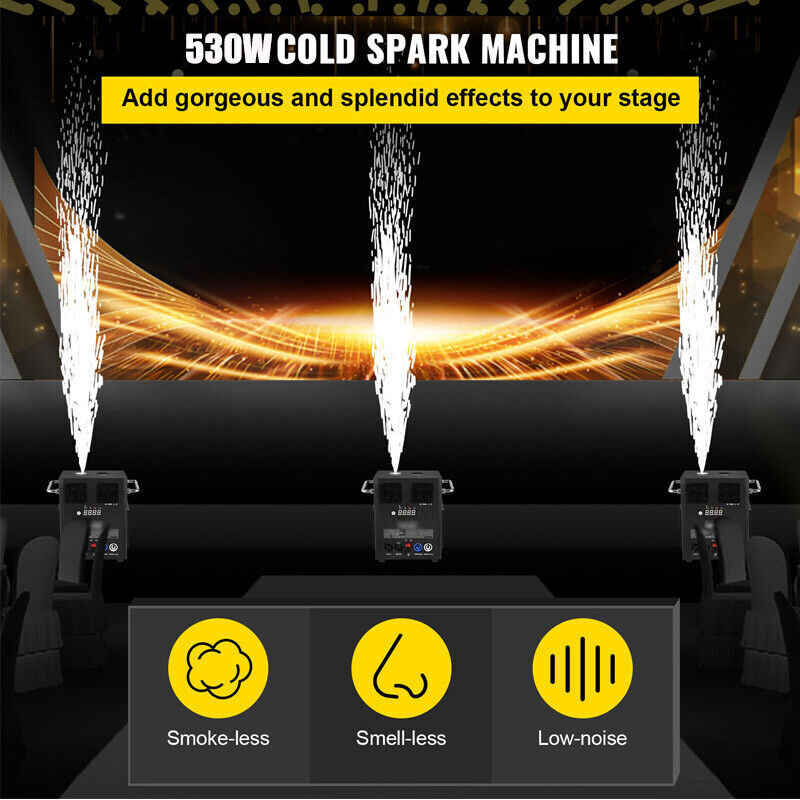 2X Cold Spark Machine 700W Stage Effect DMX Firework DJ Event Party Wedding&Case