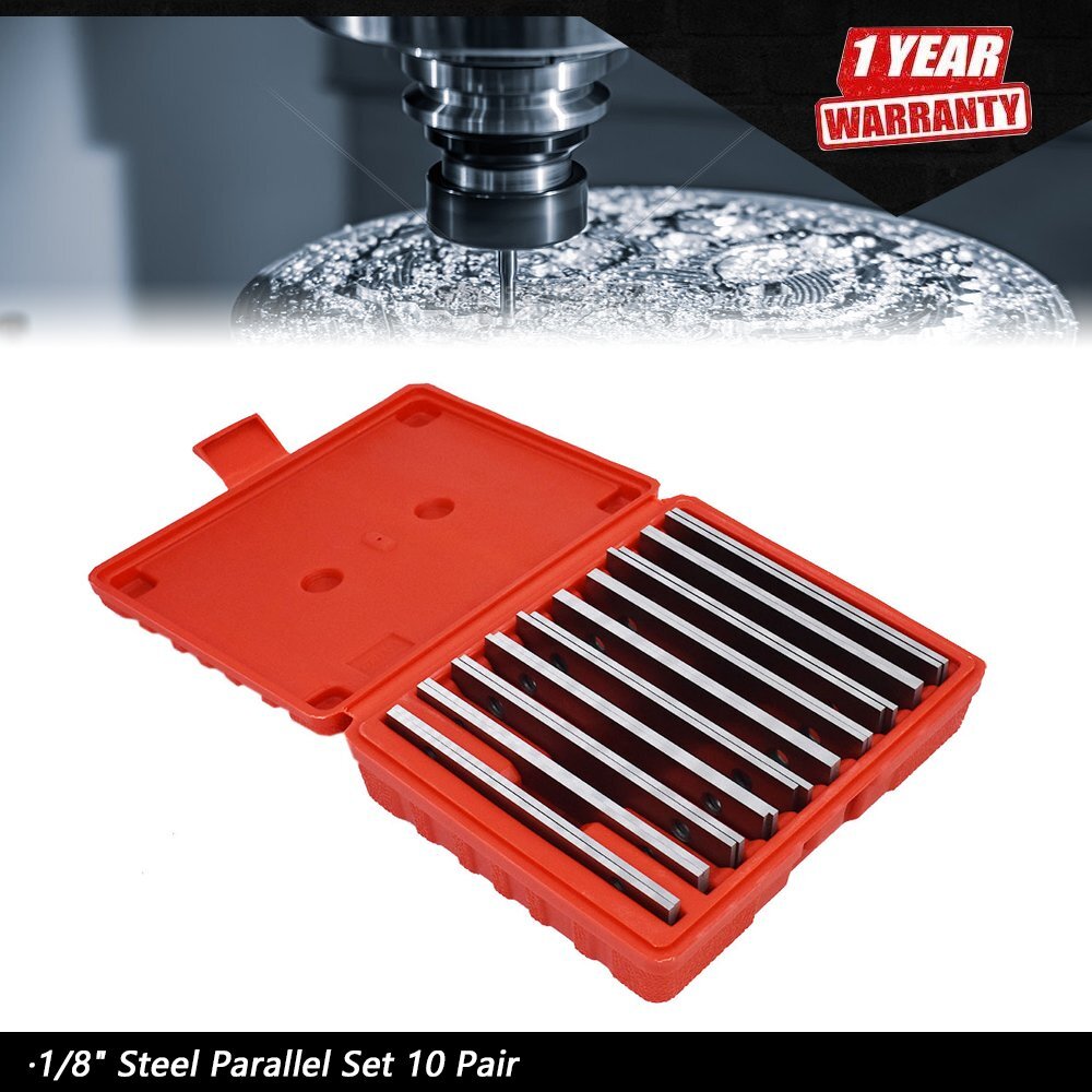 1/8" Steel Parallel Set 10 Pair 0.0002" Hardened 1/8" x 6" Suit Milling Thin