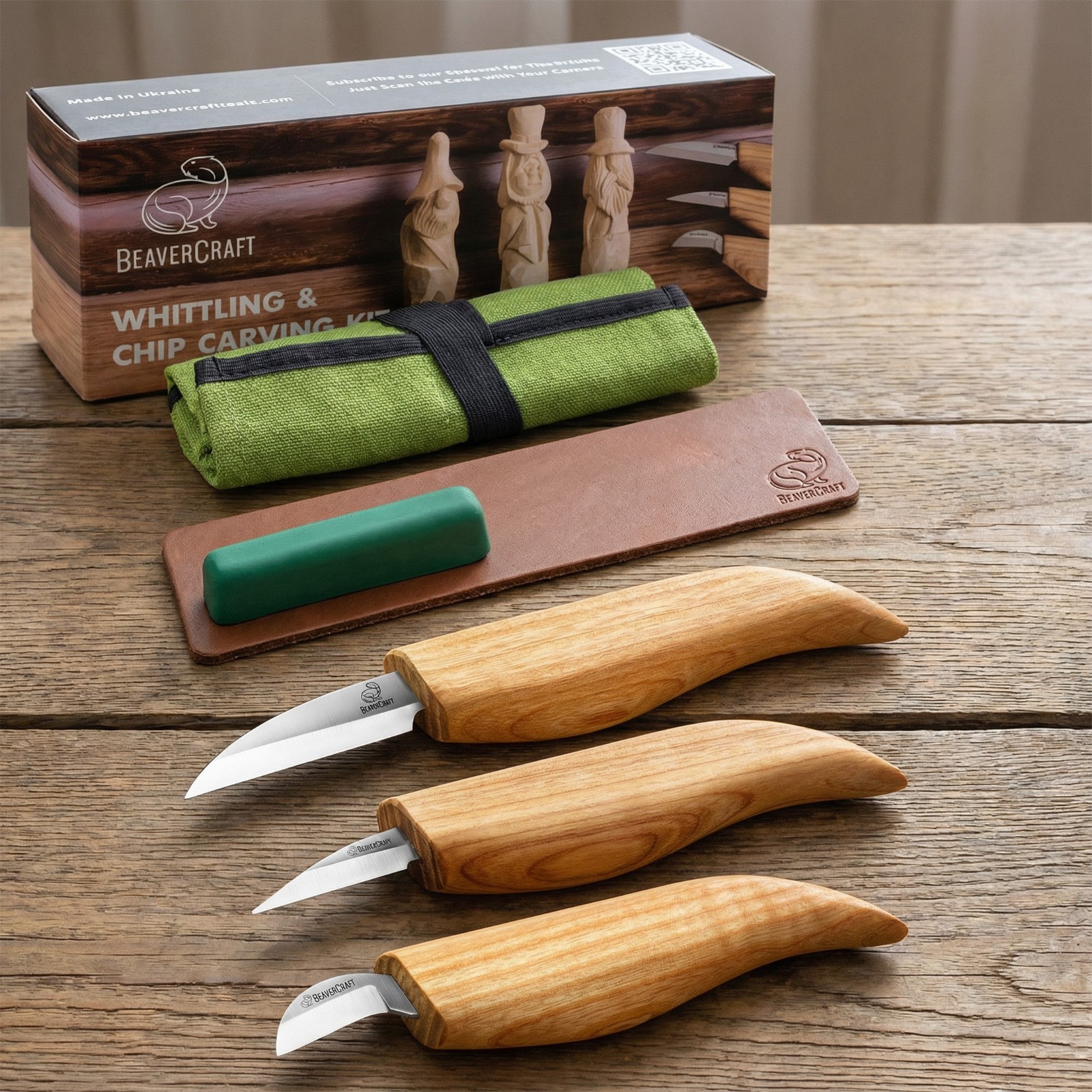 Wood Carving Knife Set – Beginner Kit | Chip, Whittling & Detail Knives | S15