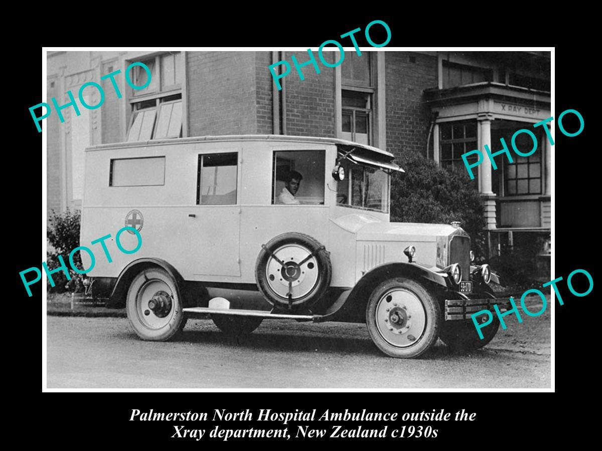 OLD 8x6 HISTORIC PHOTO OF PALMERSTON NORTH NZ THE HOSPITAL AMBULANCE c1930