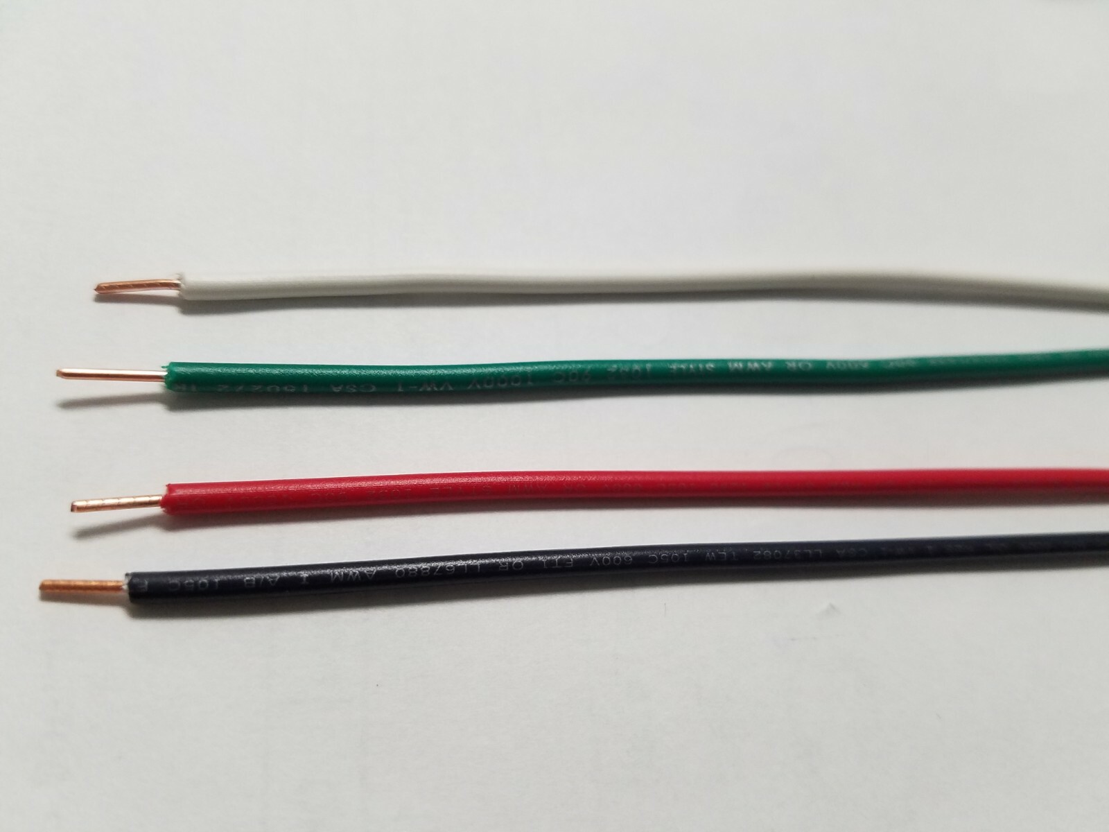 4 COLORS 10 FEET 18 AWG UL1015 SOLID COPPER WIRE  GREAT FOR TRAIN WIRE B R G WH