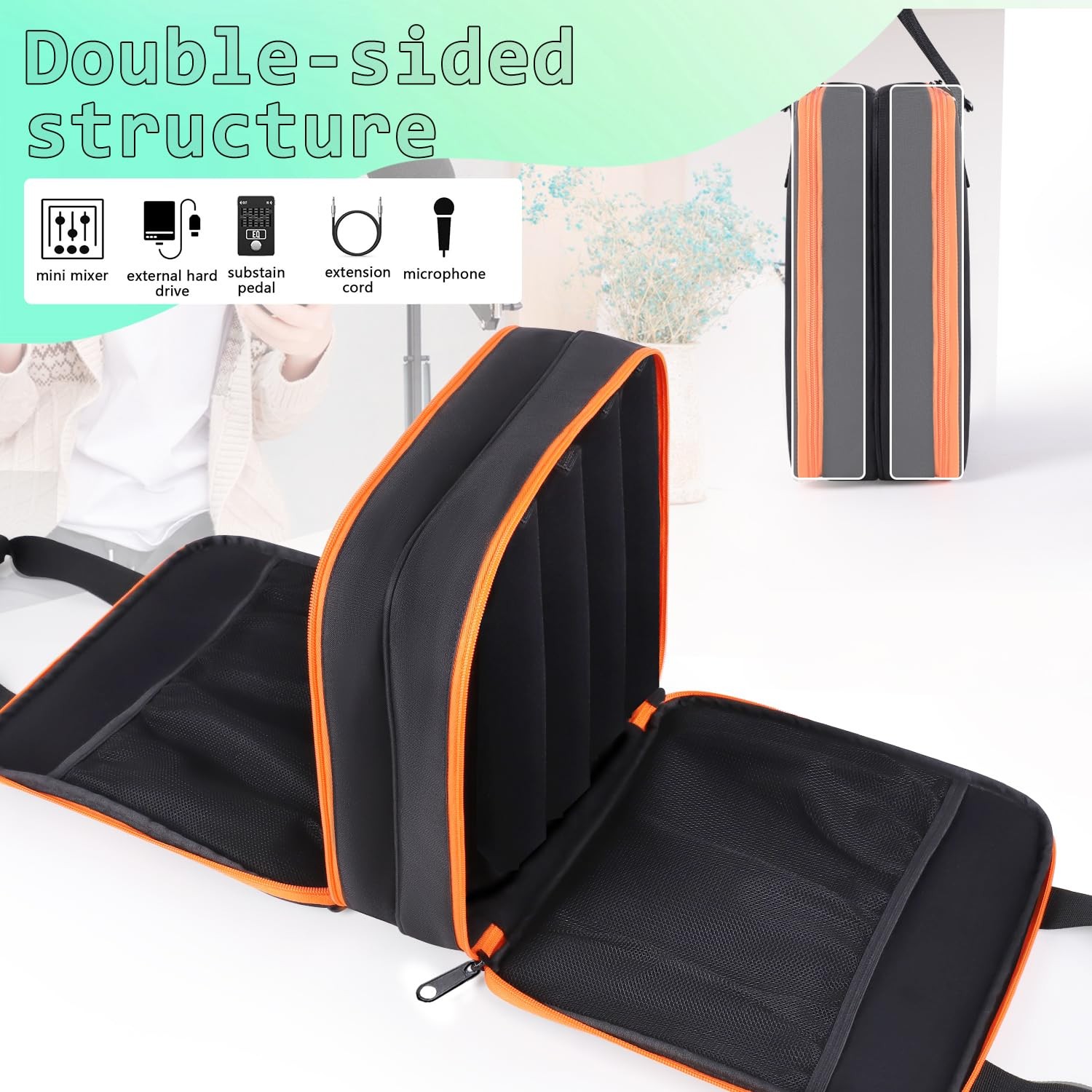 Microphone Case,Wireless Microphone Bag,Portable Storage Case,8 Slots Mic