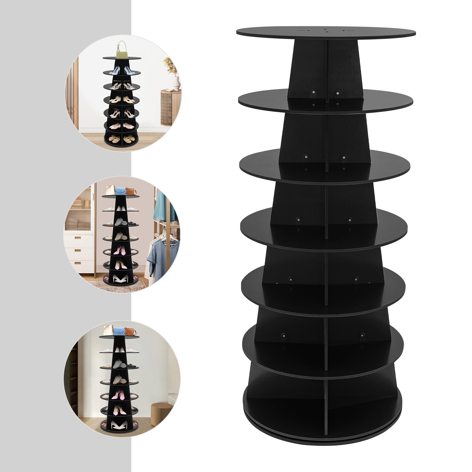 Rotating Shoe Rack, Spinning Shoe Rack, 360° Revolving Shoe Storage Organizer