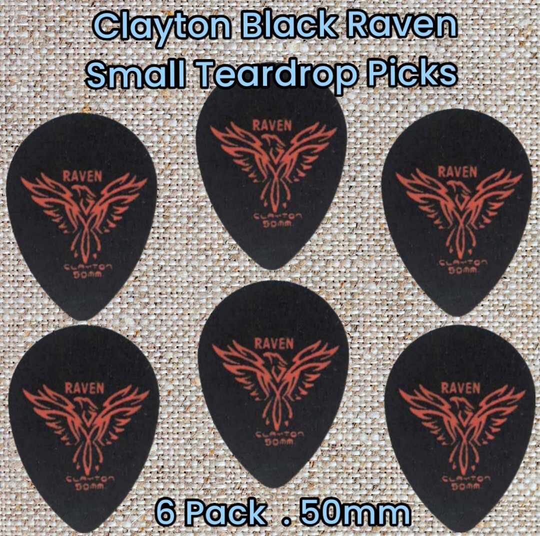 Clayton Black Raven Small Teardrop Guitar Picks .50mm 6 Pack