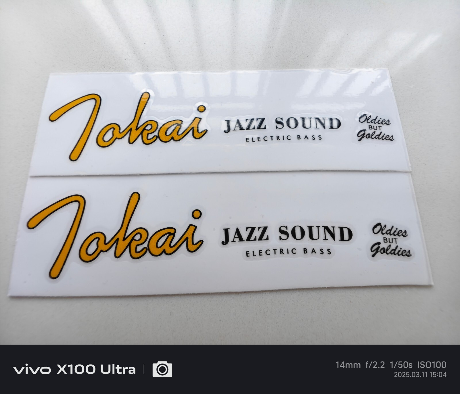 2Pcs Tokai JAZZ SOUND Electric Guitar Bass Vinyl UV Neck Headstock Decal Sticker
